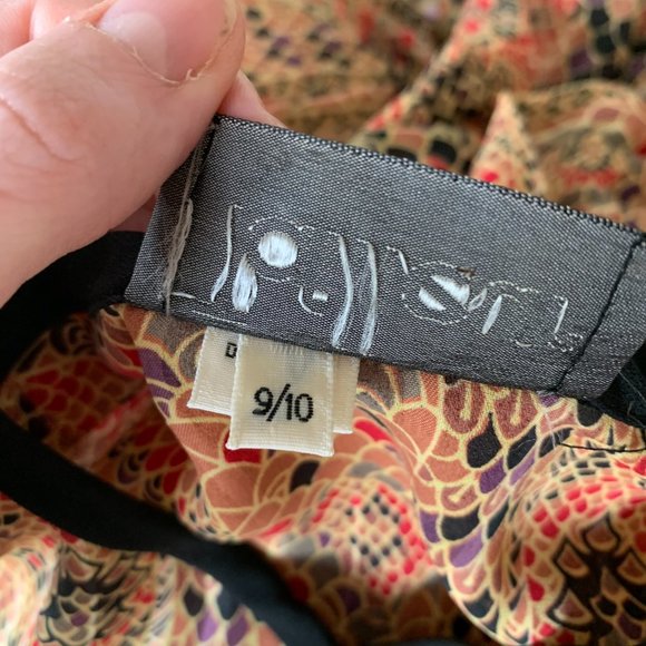 Summer | Vintage Dress, Crêpe w/ Scale Pattern, Asymmetrical | Size 9-10 - Picture 8 of 10